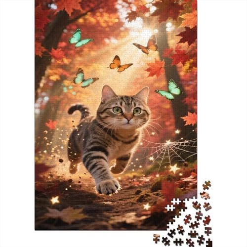 Puzzles Chartreux-Katze Aus 1000 Teilen Für Erwachsene Herbstlicher Wald EIN Unmögliches Geschicklichkeitsspiel Figurenpuzzle Familien-Puzzlespiel Home-Dekoration 1000pcs (75x50cm) von YYVKPMLXC