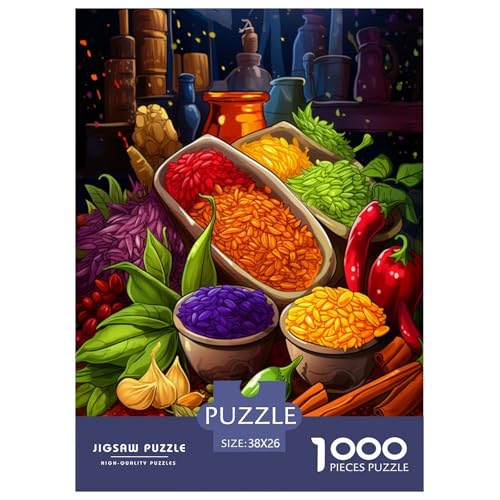 Puzzles Farbenfrohe Gewürze Aus 1000 Teilen Für Erwachsene,Kochzutaten EIN Unmögliches Geschicklichkeitsspiel Intelligenz-Puzzle Home-Dekoration 38x26cm/1000pcs von YYVKPMLXC