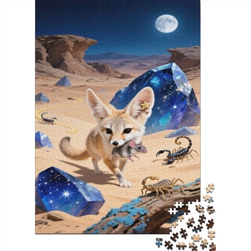 Puzzles Fennec Fuchs Aus 1000 Teilen Für Erwachsene Wüstenslandschaft Herausforderungsspielzeug Holzpuzzles Familien-Puzzlespiel Home-Dekoration 1000pcs (75x50cm) von YYVKPMLXC