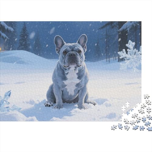 Puzzles Französischer Bulldoggege Mit 1000 Stücken Für Erwachsene,Winter Nacht Schnee Anspruchsvolles Spielzeug Intelligenz-Puzzle Home-Dekoration 1000pcs (75x50cm) von YYVKPMLXC