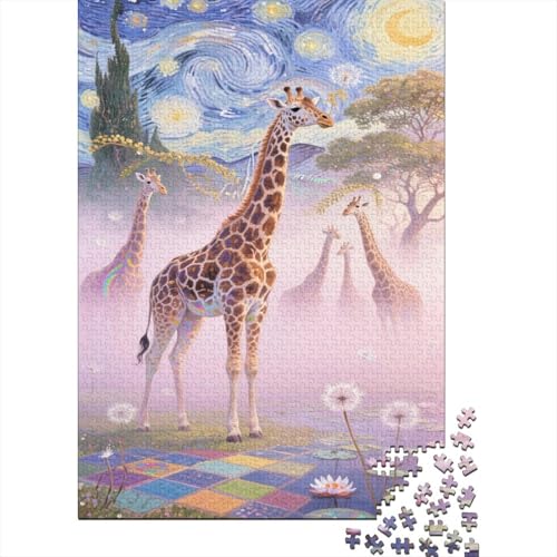 Puzzles Giraffe Mit 1000 Stücken Für Erwachsene, Anspruchsvolles Spielzeug Verzaubertes Grasland Formpuzzle Familien-Puzzlespiel Home-Dekoration 1000pcs (75x50cm) von YYVKPMLXC