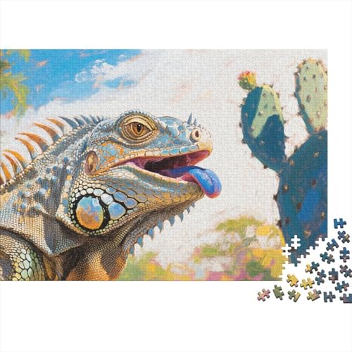 Puzzles Grüne Iguane Mit 1000 Stücken Für Erwachsene,Wüstenbild Intelligenz-Puzzle Herausforderungsspielzeug, Familien-Puzzlespiel Home-Dekoration 1000pcs (75x50cm) von YYVKPMLXC