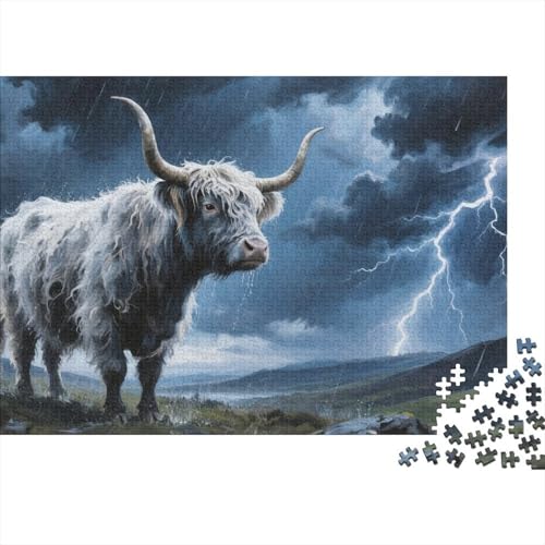 Puzzles Hochlandrind Aus 1000 Teilen Für Erwachsene,Gewitter Ranch Denksport-Puzzle Anspruchsvolles Spielzeug, Familien-Puzzlespiel Home-Dekoration 1000pcs (75x50cm) von YYVKPMLXC