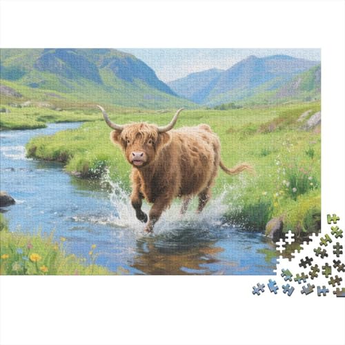 Puzzles Hochlandrind Mit 1000 Stücken Für Erwachsene,Pastorale Landschaft EIN Unmögliches Geschicklichkeitsspiel Familien-Puzzlespiel Home-Dekoration 1000pcs (75x50cm) von YYVKPMLXC