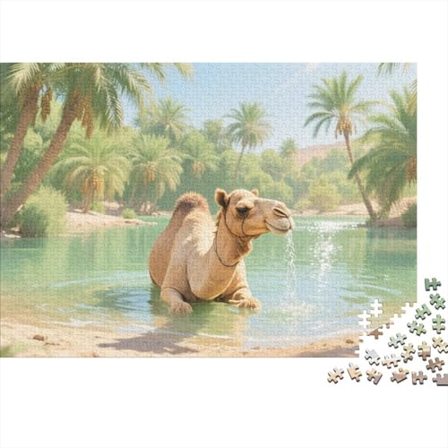 Puzzles Kamel Mit 1000 Stücken Für Erwachsene,Wüstenoase Anspruchsvolles Spielzeug Schnipselpuzzle, Intelligenz-Puzzle Home-Dekoration 1000pcs (75x50cm) von YYVKPMLXC