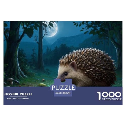 Puzzles Kleiner Igel Aus 1000 Teilen Für Erwachsene,Mondnacht Wald EIN Unmögliches Geschicklichkeitsspiel Familien-Puzzlespiel Home-Dekoration 38x26cm/1000pcs von YYVKPMLXC