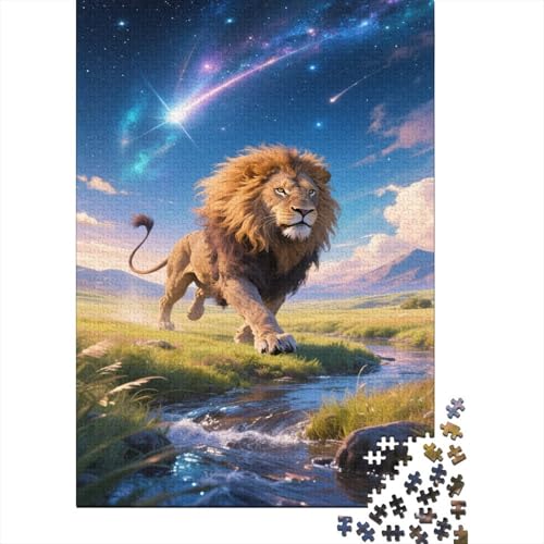 Puzzles Löwe Aus 1000 Teilen Für Erwachsene Graslandschaft EIN Unmögliches Geschicklichkeitsspiel Holzpuzzles Familien-Puzzlespiel Home-Dekoration 1000pcs (75x50cm) von YYVKPMLXC