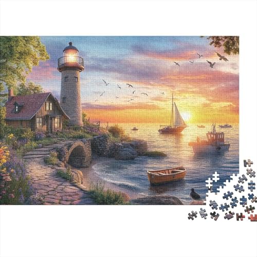 Puzzles Mit 1000 Stücken Für Erwachsene Küstenleuchtfeuer Anspruchsvolles Spielzeug Segelboot Figurenpuzzle Lernspiel Spielzeug Geschenk Home-Dekoration 1000pcs (75x50cm) von YYVKPMLXC