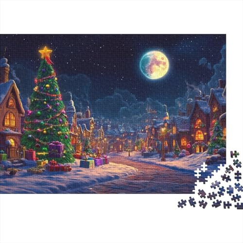 Puzzles Mit 1000 Stücken Für Erwachsene Weihnachtsbaum Anspruchsvolles Spielzeug Schneestadt Figurenpuzzle Lernspiel Spielzeug Geschenk Home-Dekoration 1000pcs (75x50cm) von YYVKPMLXC