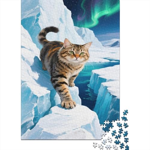 Puzzles Norwegian Forest Katze Mit 1000 Stücken Für Erwachsene, Schneigesetztes Nordlicht Anspruchsvolles Spielzeug Schnipselpuzzle Lernspiel Spielzeug Geschenk Home-Dekoration 1000pcs (75x50cm) von YYVKPMLXC
