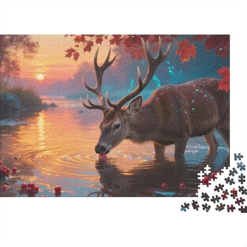 Puzzles Père David's Hirsch Mit 1000 Stücken Für Erwachsene,Herbst Bach Sonnenuntergang EIN Unmögliches Geschicklichkeitsspiel Familien-Puzzlespiel Home-Dekoration 1000pcs (75x50cm) von YYVKPMLXC