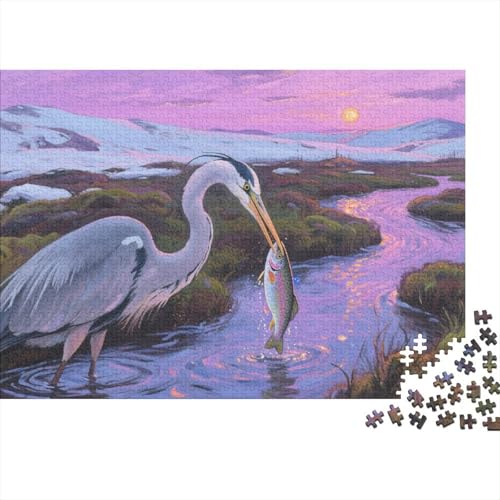 Puzzles Reiher Aus 1000 Teilen Für Erwachsene,Berg Sonnenuntergang Landschaft EIN Unmögliches Geschicklichkeitsspiel Familien-Puzzlespiel Home-Dekoration 1000pcs (75x50cm) von YYVKPMLXC