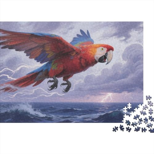 Puzzles Roter Ara Mit 1000 Stücken Für Erwachsene,Gewittermeer Anspruchsvolles Spielzeug Schnipselpuzzle, Intelligenz-Puzzle Home-Dekoration 1000pcs (75x50cm) von YYVKPMLXC