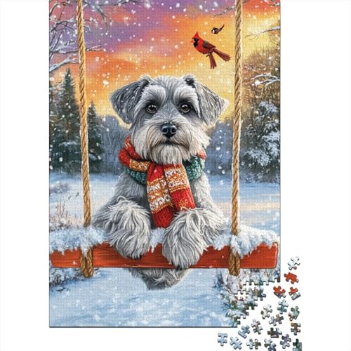 Puzzles Schnauzer Aus 1000 Teilen Für Erwachsene, Winterliche Schneelandschaft Anspruchsvolles Spielzeug Schnipselpuzzle Familien-Puzzlespiel Home-Dekoration 1000pcs (75x50cm) von YYVKPMLXC