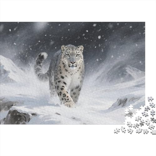 Puzzles SchneeLeopard 1000 Stücken Für Erwachsene,Schneesturm Berg Anspruchsvolles Intelligenz-Puzzle Spielzeug, Familien-Puzzlespiel Home-Dekoration 1000pcs (75x50cm) von YYVKPMLXC