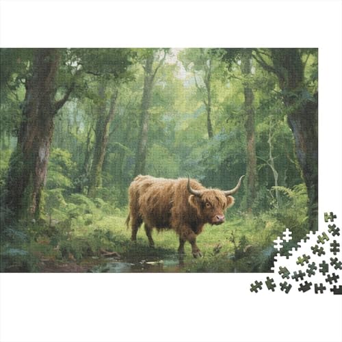Puzzles Schottisches Hochlandrind Aus 1000 Teilen Für Erwachsene,Waldlandschaft EIN Unmögliches Geschicklichkeitsspiel Intelligenz-Puzzle Home-Dekoration 1000pcs (75x50cm) von YYVKPMLXC
