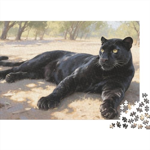 Puzzles Schwarzer Panther Aus 1000 Teilen Für Erwachsene,Sonnige Wildnis Anspruchsvolles Spielzeug Schnipselpuzzle Familien-Puzzlespiel Home-Dekoration 1000pcs (75x50cm) von YYVKPMLXC
