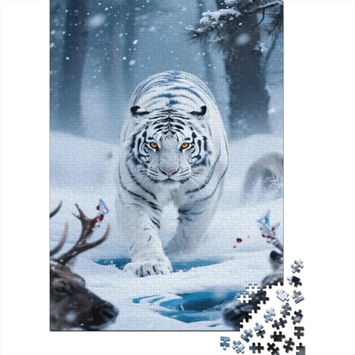 Puzzles Tiger Mit 1000 Stücken Für Erwachsene Wildtiere Anspruchsvolles Spielzeug Formpuzzle Lernspiel Spielzeug Geschenk Home-Dekoration 1000pcs (75x50cm) von YYVKPMLXC