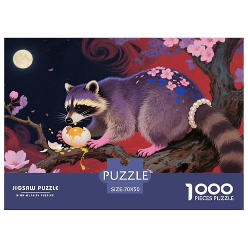Puzzles Waschbär Aus 1000 Teilen Für Erwachsene,Fantasielandschaft EIN Unmögliches Geschicklichkeitsspiel Intelligenz-Puzzle Home-Dekoration 70x50cm/1000pcs von YYVKPMLXC