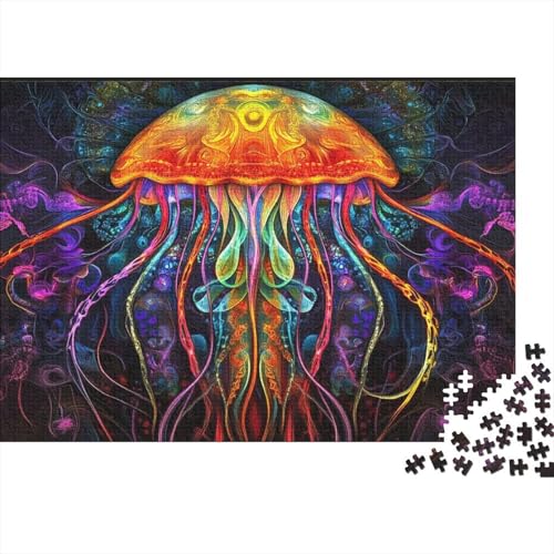 Qualle Puzzles Mit 1000 Stücken Für Erwachsene Fluoreszierende Farben EIN Unmögliches Geschicklichkeitsspiel Holzpuzzles Familien-Puzzlespiel Home-Dekoration 1000pcs (75x50cm) von YYVKPMLXC