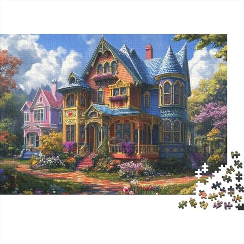 Schloss Puzzle Aus 1000 Stücken Für Erwachsene Farbenfroh Houses EIN Unmögliches Geschicklichkeitsspiel Holzpuzzles Familien-Puzzlespiel Home-Dekoration 1000pcs (75x50cm) von YYVKPMLXC
