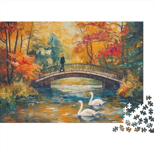 Schwan 1000-stückiges Puzzle Für Erwachsene EIN Unmögliches Geschicklichkeitsspiel Herbstlandschaft Figurenpuzzle Familien-Puzzlespiel Home-Dekoration 1000pcs (75x50cm) von YYVKPMLXC