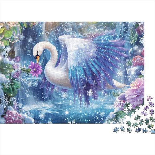 Schwan Puzzles Mit 1000 Stücken Für Erwachsene Märchenstil Herausforderungsspielzeug Schnipselpuzzle Lernspiel Spielzeug Geschenk Home-Dekoration 1000pcs (75x50cm) von YYVKPMLXC