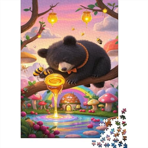 Schwarzbär 1000-teilige Puzzles Für Erwachsene Märchenszene EIN Unmögliches Geschicklichkeitsspiel Holzpuzzles Familien-Puzzlespiel Home-Dekoration 1000pcs (75x50cm) von YYVKPMLXC