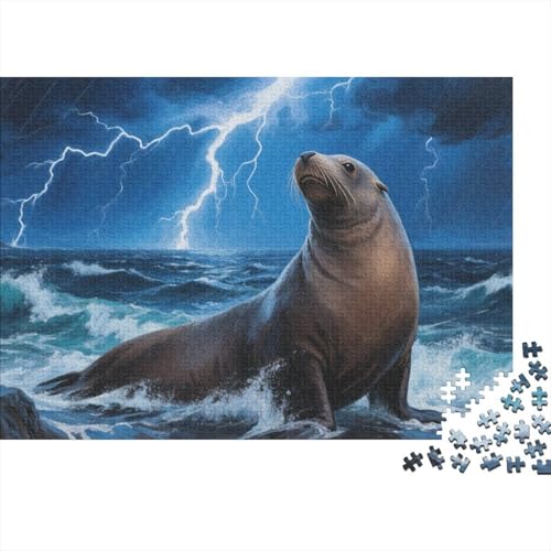 Sea Löwe 1000-stückiges Puzzle Für Erwachsene,Sturmiges Meer EIN Unmögliches Geschicklichkeitsspiel Intelligenz-Puzzle Home-Dekoration 1000pcs (75x50cm) von YYVKPMLXC