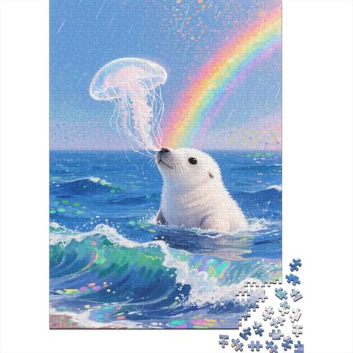 Seehund 1000-stückiges Puzzle Für Erwachsene Traumhaftes Meer Anspruchsvolles Spielzeug Holzpuzzles Familien-Puzzlespiel Home-Dekoration 1000pcs (75x50cm) von YYVKPMLXC