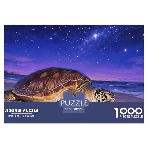 Seeschildkröte 1000-teilige Puzzles Für Erwachsene,Sternenhimmel Nacht Beach EIN Unmögliches Geschicklichkeitsspiel Familien-Puzzlespiel Home-Dekoration 38x26cm/1000pcs von YYVKPMLXC