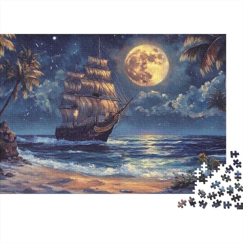 Segelboot 1000-teiliges Puzzle Für Erwachsene Strand EIN Unmögliches Geschicklichkeitsspiel Holzpuzzles Lernspiel Spielzeug Geschenk Home-Dekoration 1000pcs (75x50cm) von YYVKPMLXC