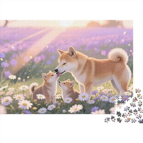 Shiba Inu Hund 1000-stückiges Puzzle Für Erwachsene,Lavendelfeld Scene EIN Unmögliches Geschicklichkeitsspiel Denksport-Puzzle Home-Dekoration 1000pcs (75x50cm) von YYVKPMLXC