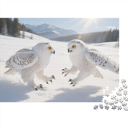 Snowy Eule 1000-teilige Puzzles Für Erwachsene,Schneefeld Ökosystem Szene EIN Unmögliches Geschicklichkeitsspiel Intelligenz-Puzzle Home-Dekoration 1000pcs (75x50cm) von YYVKPMLXC