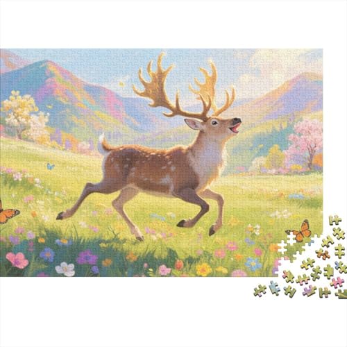 Spotted Hirsch 1000-teiliges Puzzle Für Erwachsene,Farbige Berge Herausforderungsspielzeug Denksport-Puzzle Home-Dekoration 1000pcs (75x50cm) von YYVKPMLXC