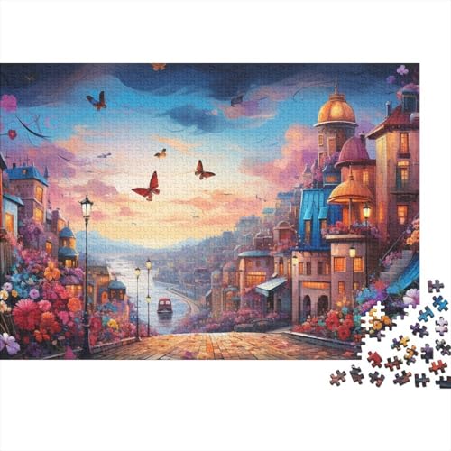 Stadtarchitektur 1000-stückiges Puzzle Für Erwachsene Herausforderungsspielzeug Dämmerungsstraße Figurenpuzzle Lernspiel Spielzeug Geschenk Home-Dekoration 1000pcs (75x50cm) von YYVKPMLXC