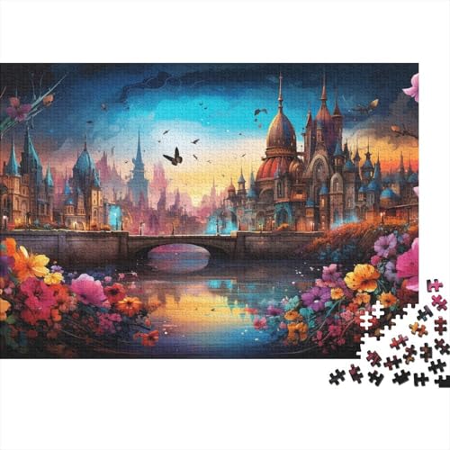 Stadtarchitektur 1000-teilige Puzzles Für Erwachsene Twilight Schloss Herausforderungsspielzeug Holzpuzzles Lernspiel Spielzeug Geschenk Home-Dekoration 1000pcs (75x50cm) von YYVKPMLXC