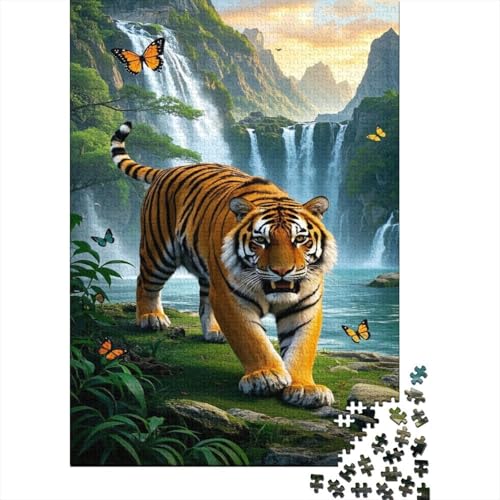 Tiger 1000-teilige Puzzles Für Erwachsene, Dschungel Szene EIN Unmögliches Geschicklichkeitsspiel Schnipselpuzzle Lernspiel Spielzeug Geschenk Home-Dekoration 1000pcs (75x50cm) von YYVKPMLXC