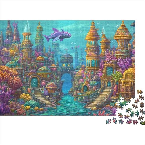 Unterwasserpalast 1000-teilige Puzzles Für Erwachsene Meereslebewesen EIN Unmögliches Geschicklichkeitsspiel Formpuzzel Lernspiel Spielzeug Geschenk Home-Dekoration 1000pcs (75x50cm) von YYVKPMLXC