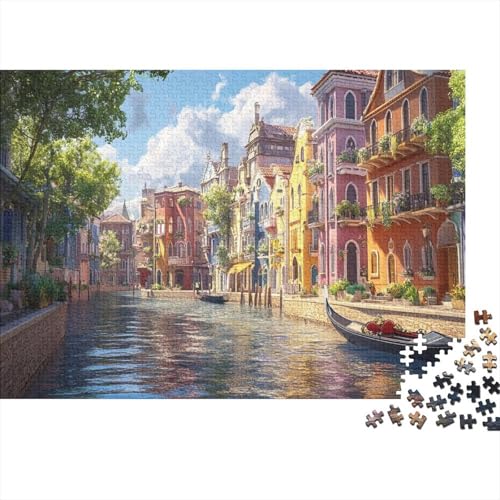 Venedig, Wasserstadt Puzzle Mit 1000 Teilen Für Erwachsene Kanal Anspruchsvolles Spielzeug Holzpuzzles Familien-Puzzlespiel Home-Dekoration 1000pcs (75x50cm) von YYVKPMLXC