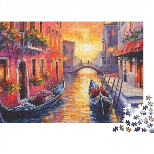 Venedig, Wasserstadt Puzzles Mit 1000 Stücken Für Erwachsene Sonnenuntergang Anspruchsvolles Spielzeug Holzpuzzles Familien-Puzzlespiel Home-Dekoration 1000pcs (75x50cm) von YYVKPMLXC