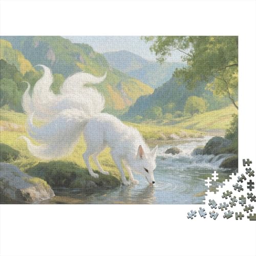 Weißer Fuchs 1000-teiliges Puzzle Für Erwachsene Bergbachszene Herausforderungsspielzeug Schnipselpuzzle Familien-Puzzlespiel Home-Dekoration 1000pcs (75x50cm) von YYVKPMLXC