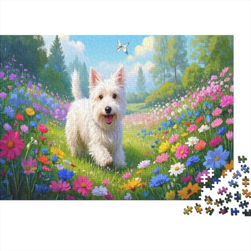 West Highland Weißer Terrier 1000-teiliges Puzzle Für Erwachsene Cartoontier Herausforderungsspielzeug Holzpuzzles Lernspiel Spielzeug Geschenk Home-Dekoration 1000pcs (75x50cm) von YYVKPMLXC