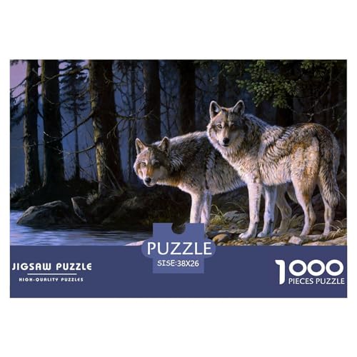 Wolf 1000-teilige Puzzles Für Erwachsene,Wald EIN Unmögliches Geschicklichkeitsspiel Intelligenz-Puzzle Home-Dekoration 38x26cm/1000pcs von YYVKPMLXC