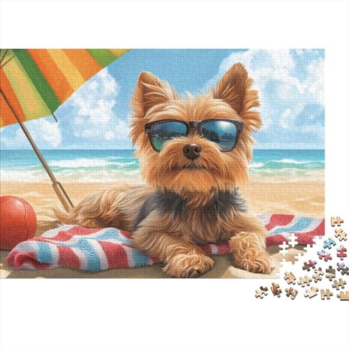 Yorkshireterrier Puzzle Aus 1000 Stücken Für Erwachsene Strand EIN Unmögliches Geschicklichkeitsspiel Schnipselpuzzle Familien-Puzzlespiel Home-Dekoration 1000pcs (75x50cm) von YYVKPMLXC
