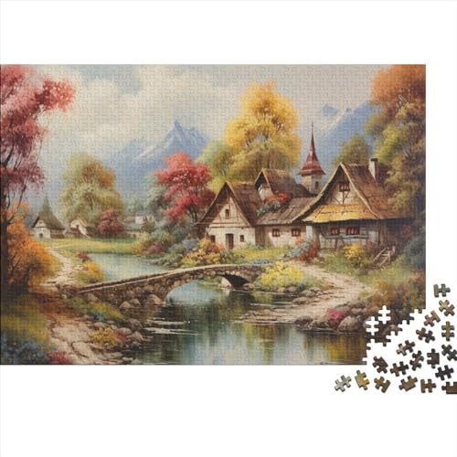 ländliche Landschaft 1000-stückiges Puzzle Für Erwachsene EIN Unmögliches Geschicklichkeitsspiel Pastorale Dichtung Figurenpuzzle Familien-Puzzlespiel Home-Dekoration 1000pcs (75x50cm) von YYVKPMLXC