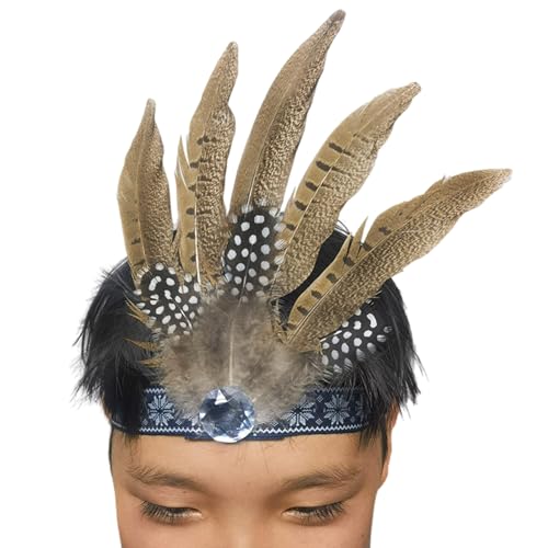 YYYHUII Ethnischer Feder-Kopfschmuck, handgefertigte Requisiten für Damen, Herren, Tänzer und Party-Enthusiasten, leichte und bequeme Kopfbedeckung von YYYHUII