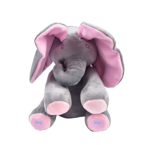 YYZGGLING Elektrisches Plüsch Elefantenspielzeug Peek-a-Boo Elefant mit musikbedeckten Augen Kleiner Elefant Singendes Plüschspielzeug Tier Plüsch (1) von YYZGGLING
