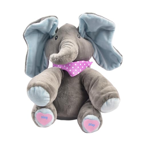 YYZGGLING Elektrisches Plüsch Elefantenspielzeug Peek-a-Boo Elefant mit musikbedeckten Augen Kleiner Elefant Singendes Plüschspielzeug Tier Plüsch (3) von YYZGGLING
