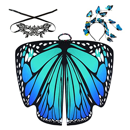 YYaaTING Damen Schmetterling Kostüm Schmetterlingsflügel Schmetterling Flügel Umhang Erwachsene Faschingkostüme für Halloween Cosplay Karneval Fasching Maskerade (168 * 138cm) von YYaaTING